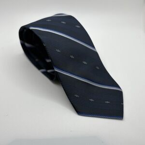 Vtg John Blair Luxury Tie Blue Stripe Pattern Dacron Polyester Necktie